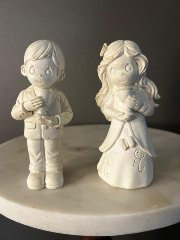 Polyresin girl & boy holding a chalice for First Communion