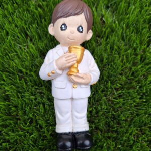 Polyresin boy holding a chalice for First Communion